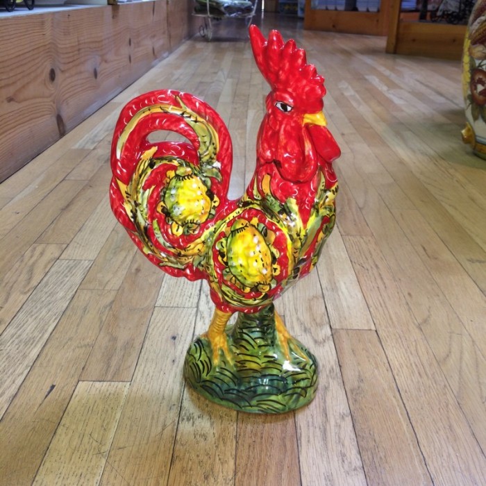 Large Red Tuscan Rooster with Lemons