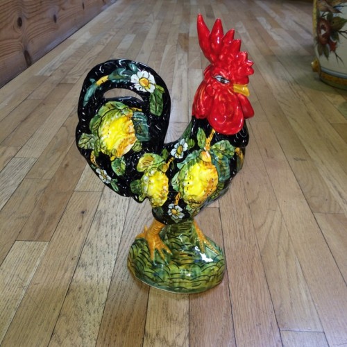 Small Black Tuscan Rooster with Lemons