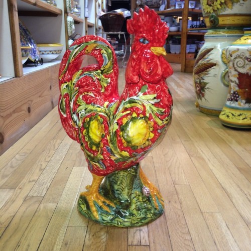 Small Red Tuscan Rooster with Lemons