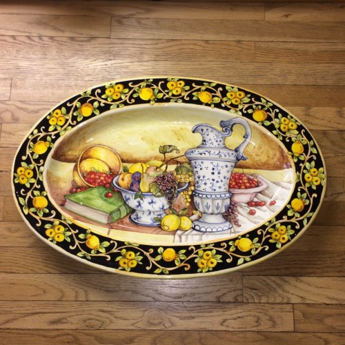 Tuscan Still Life Oval Platter with Lemons