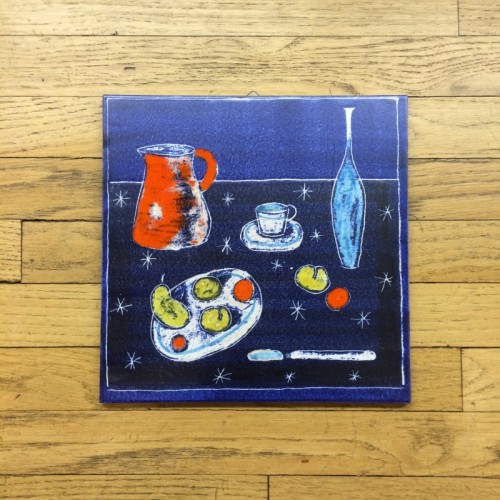 Still Life Tile Wall Hanging Pitcher and Fruit