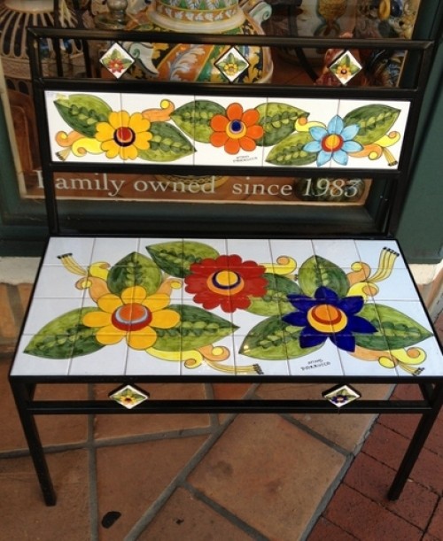 Parrucca Tile Bench - Flower design