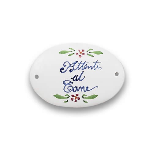 Quadri Oval Plaque - "Attenti al Cane"