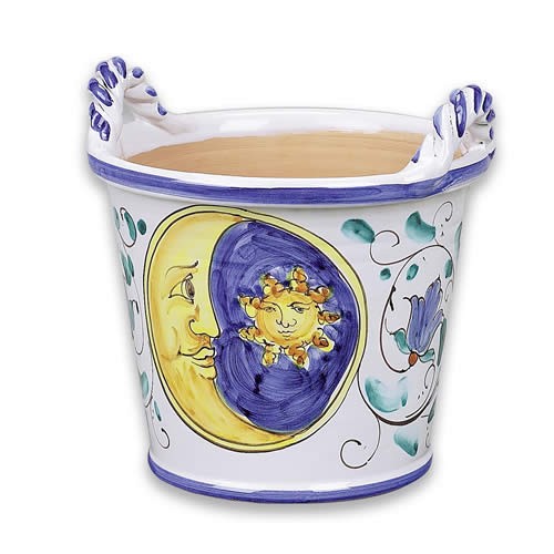 Medium Handled Flowerpot - Sun-Moon