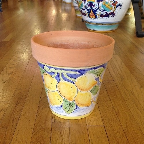 Medium Flowerpot - Lemons on White