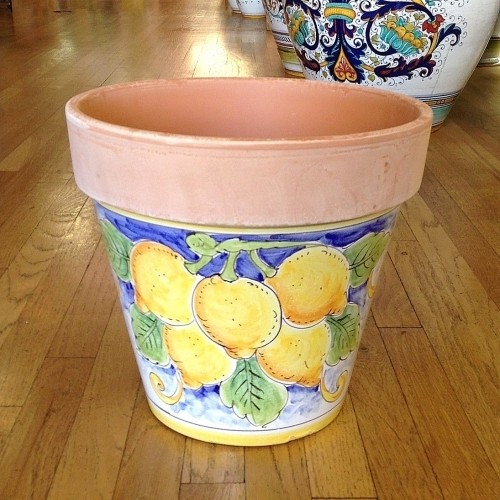 Large Flowerpot - Lemons on White