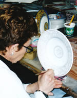 Italian Woman Painting Pottery