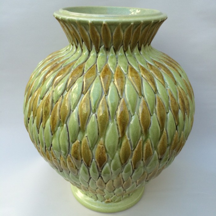 Tuscan Vase with Hand Applied Leaves